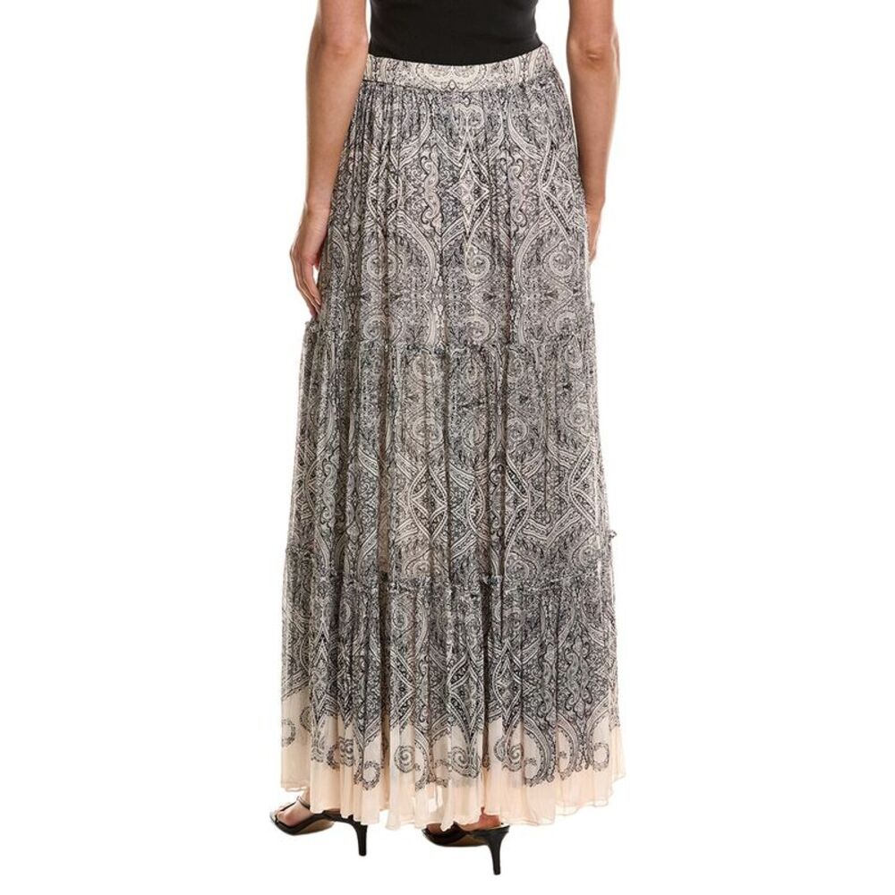 Hemant & Nandita Womens  Tiered Maxi Skirt, White - Picture 2 of 3